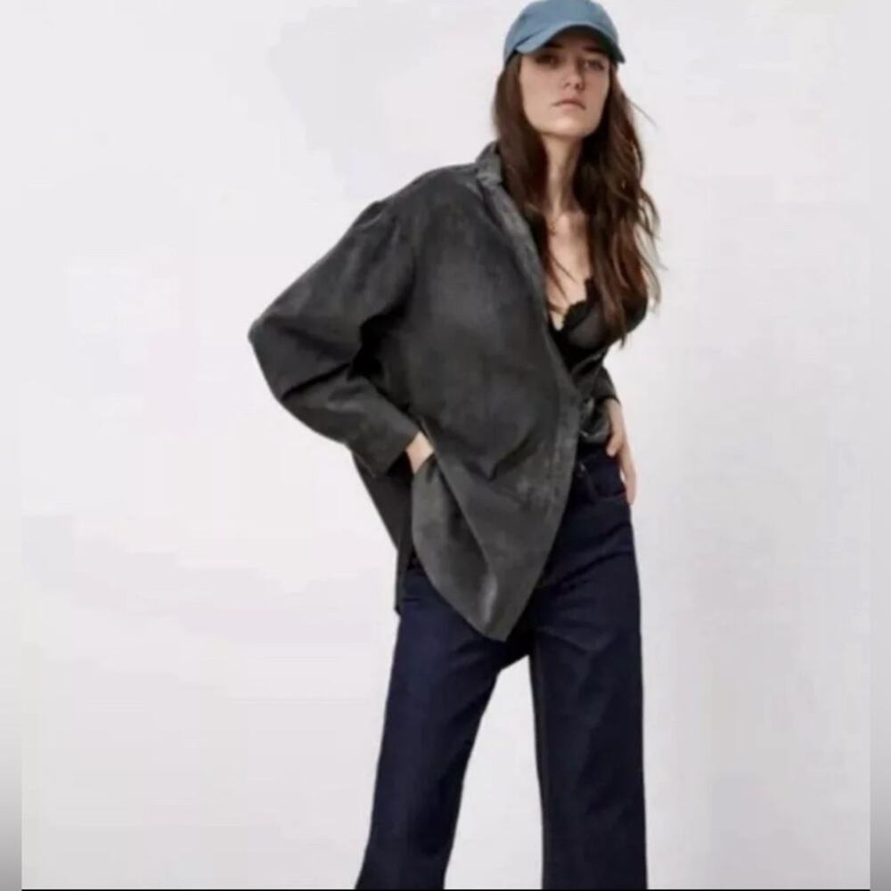 Zara Charcoal Button Down Shirt - Picture 3 of 11